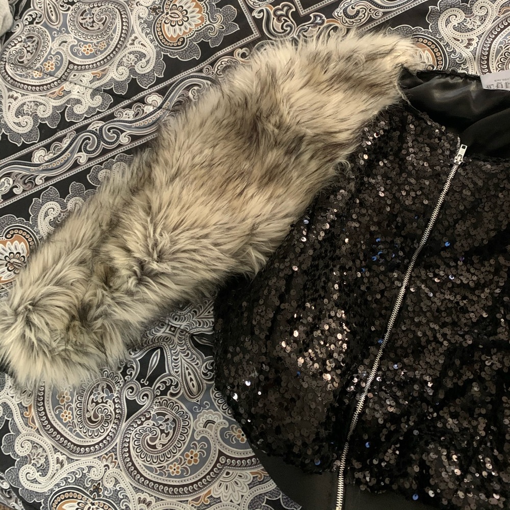 Custom Made Sequin And Mink Fur Bomber Jacket - image 5